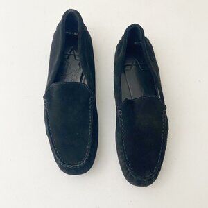 Aquatalia Flats Loafers Shoes Suede Black